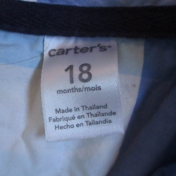 Carter's Boys T-shirt Button Down Size 18 Months Blue/Green Plaid - Picture 2 of 4